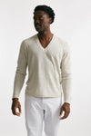 maglia scollo a v in lino e cotone perla men Grifoni - 1