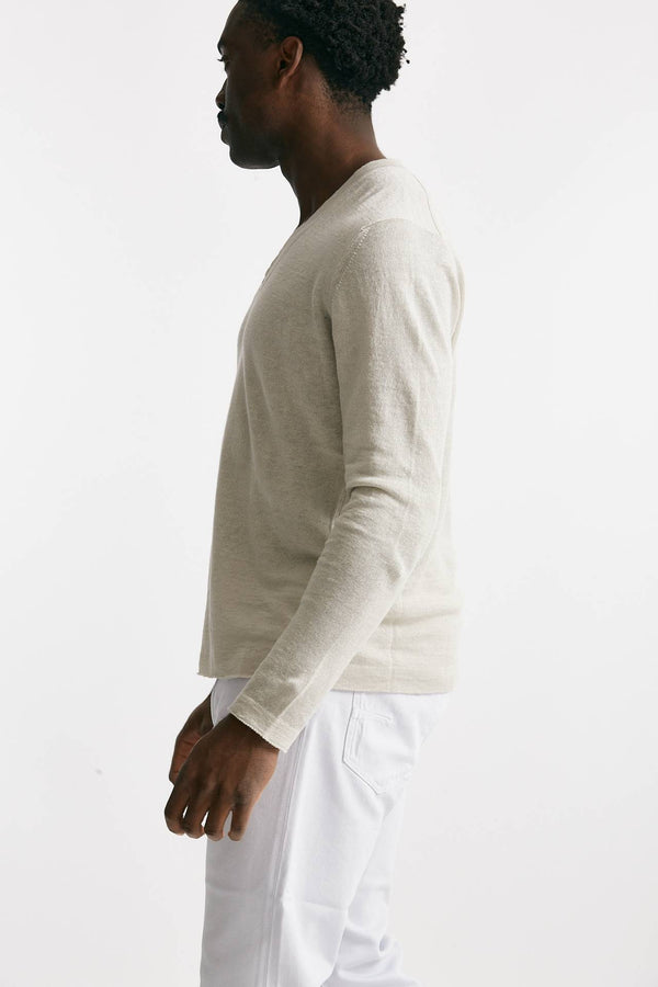 maglia scollo a v in lino e cotone perla men Grifoni