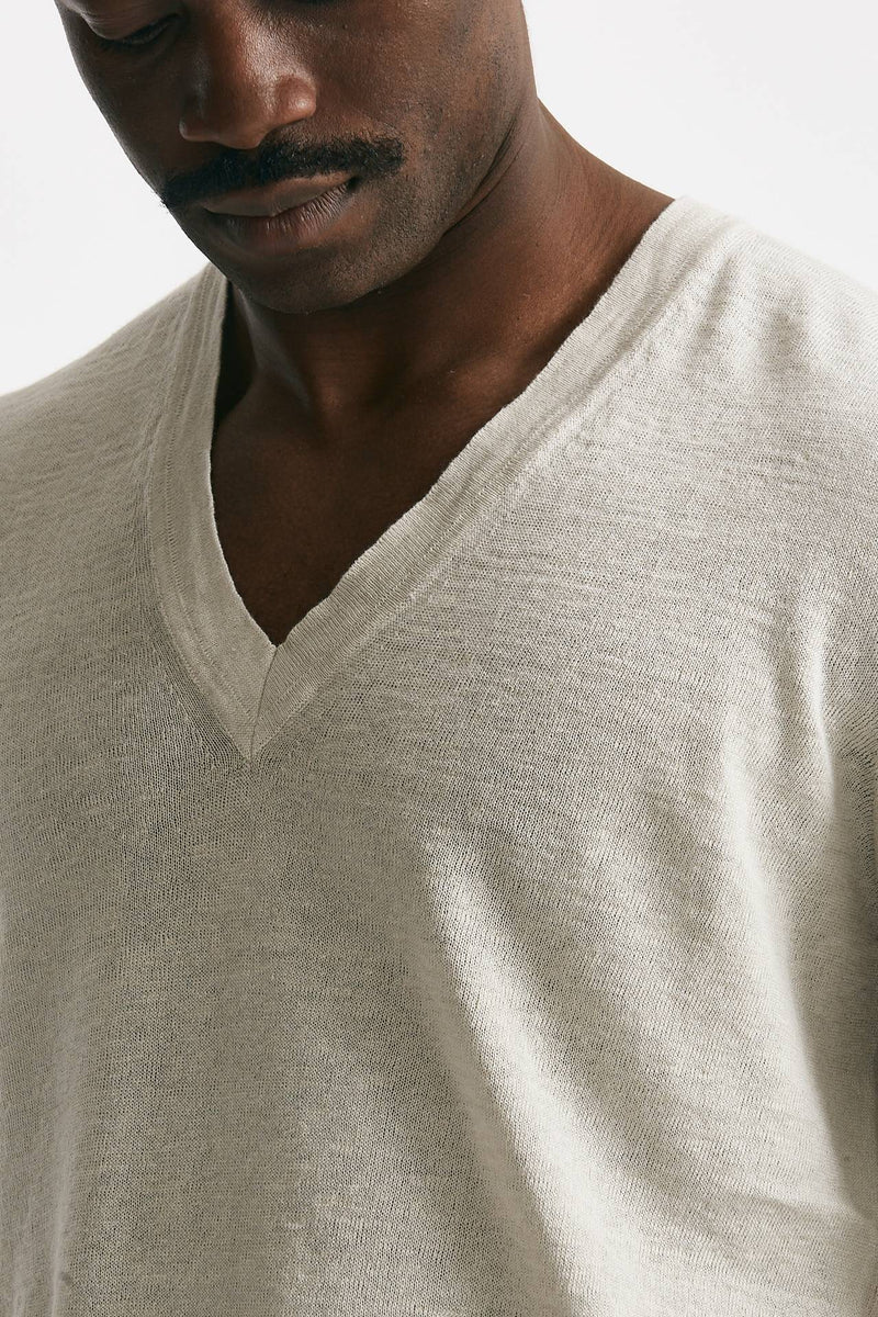 maglia scollo a v in lino e cotone perla men Grifoni - 5