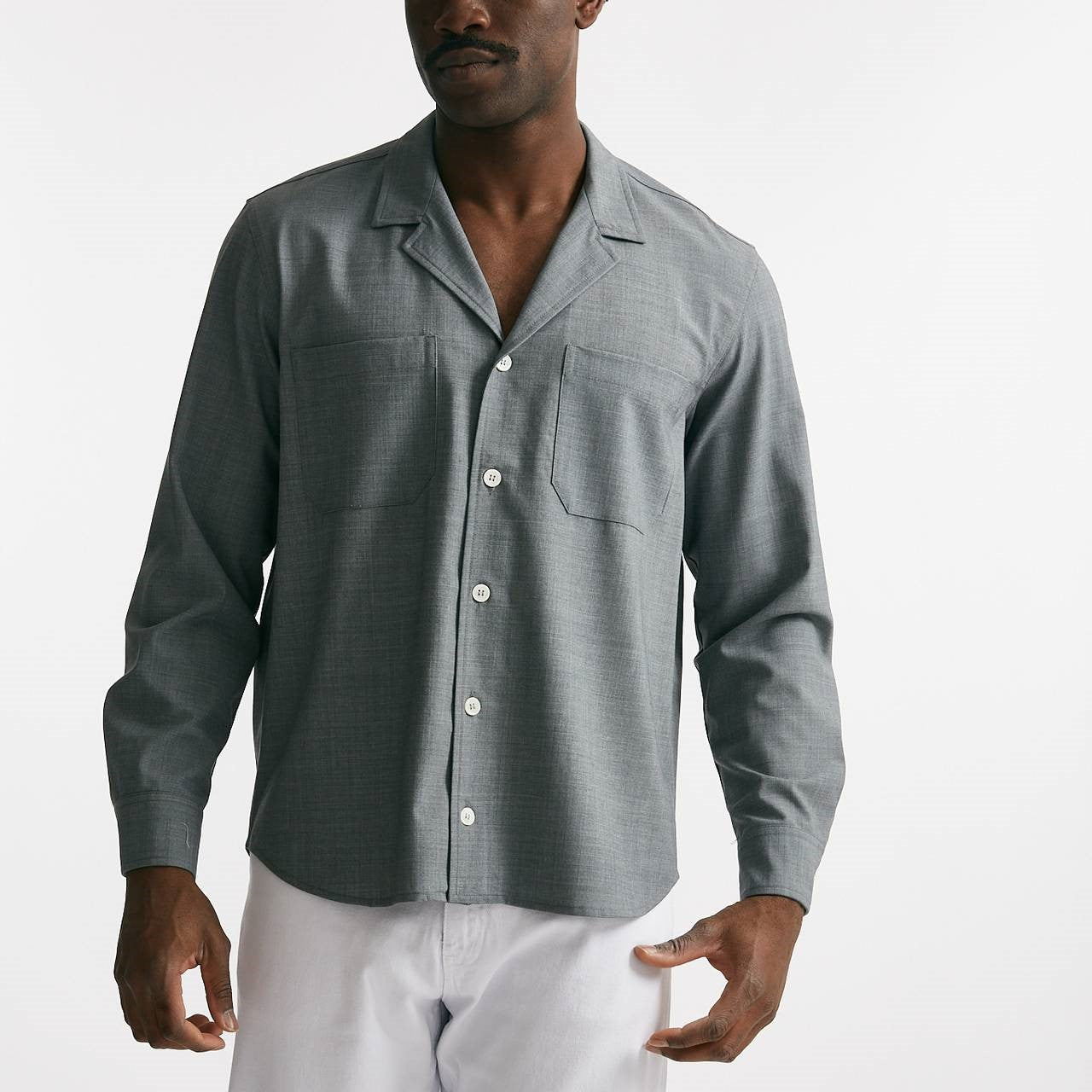 overshirt in misto lana stretch grigio men Grifoni - 8