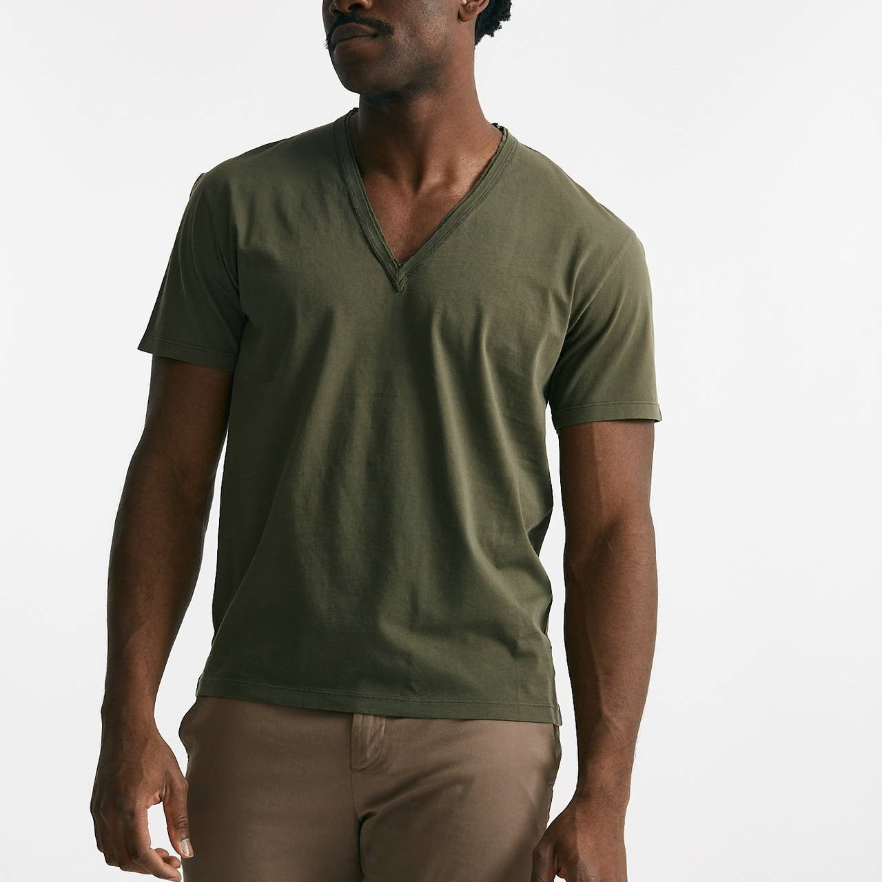 t-shirt scollo a v in cotone verde men Grifoni - 6