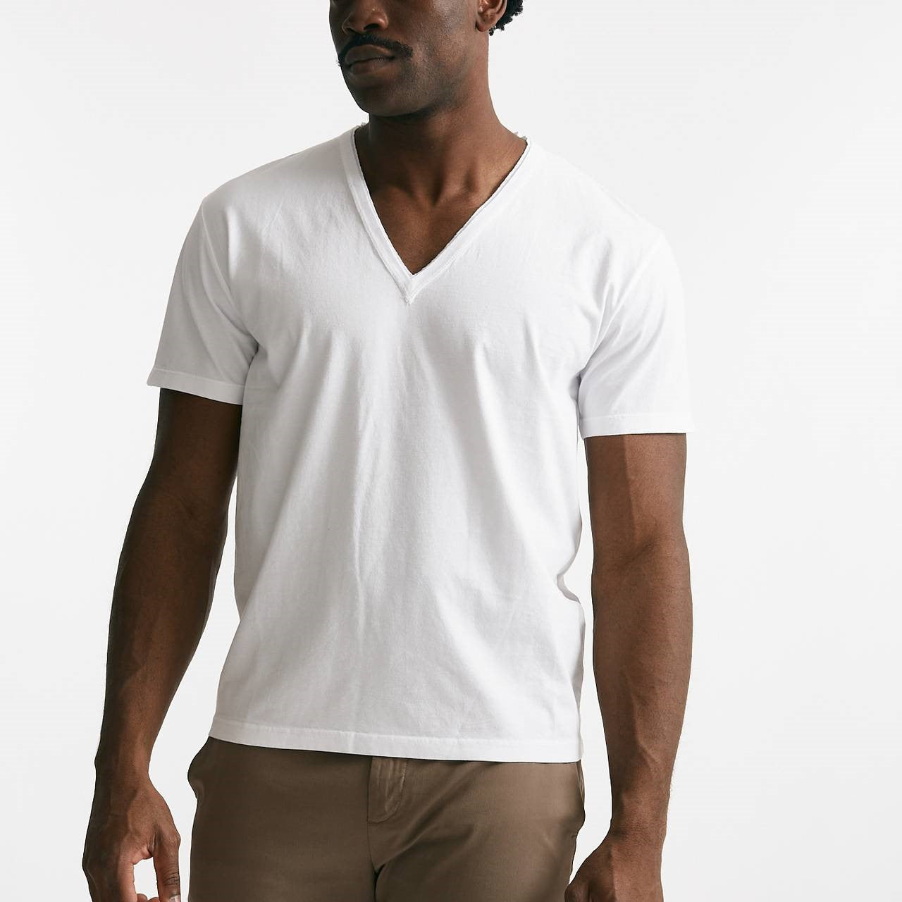 t-shirt scollo a v in cotone bianco men Grifoni - 6