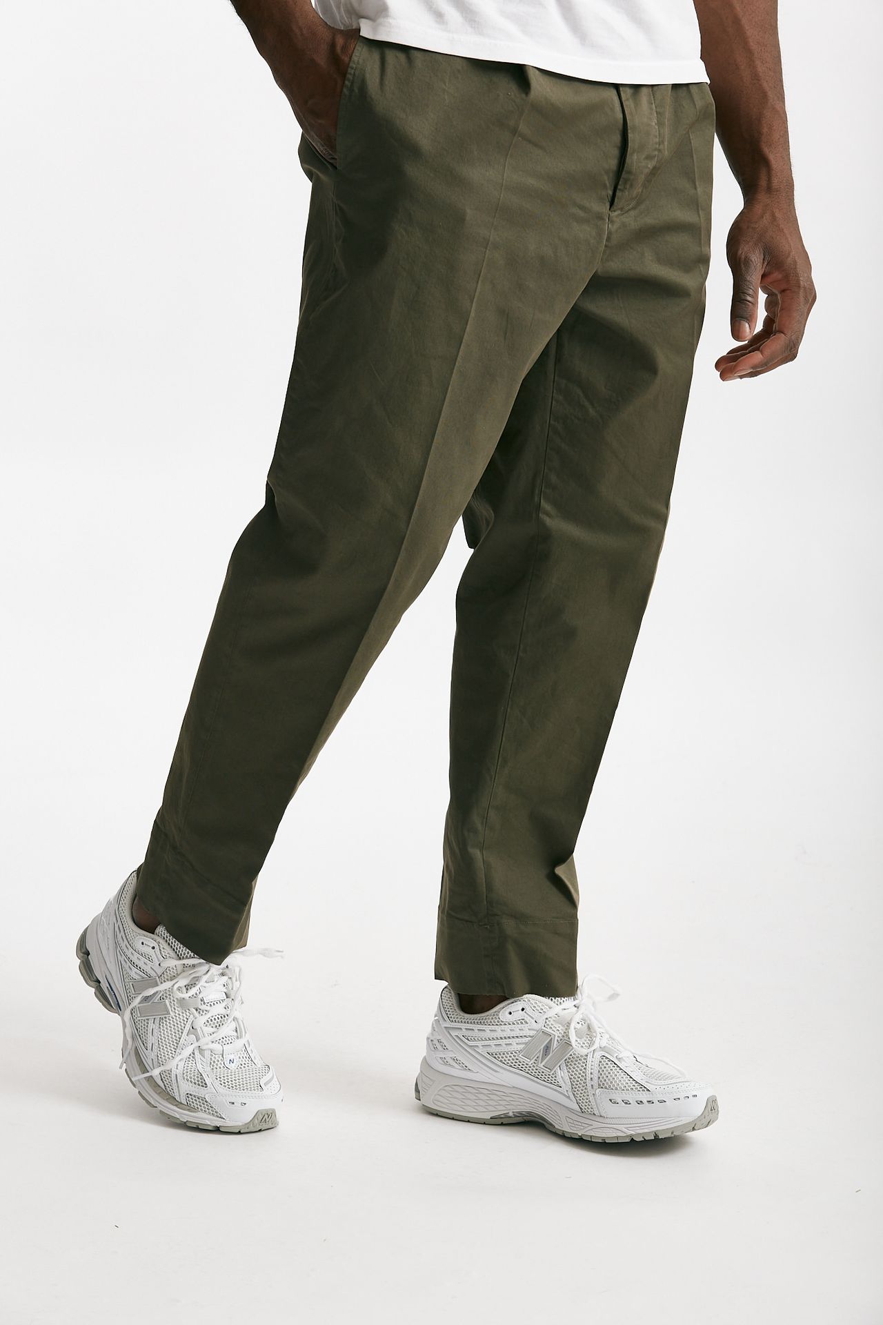 pantalone in cotone stretch verde militare men Grifoni - 4