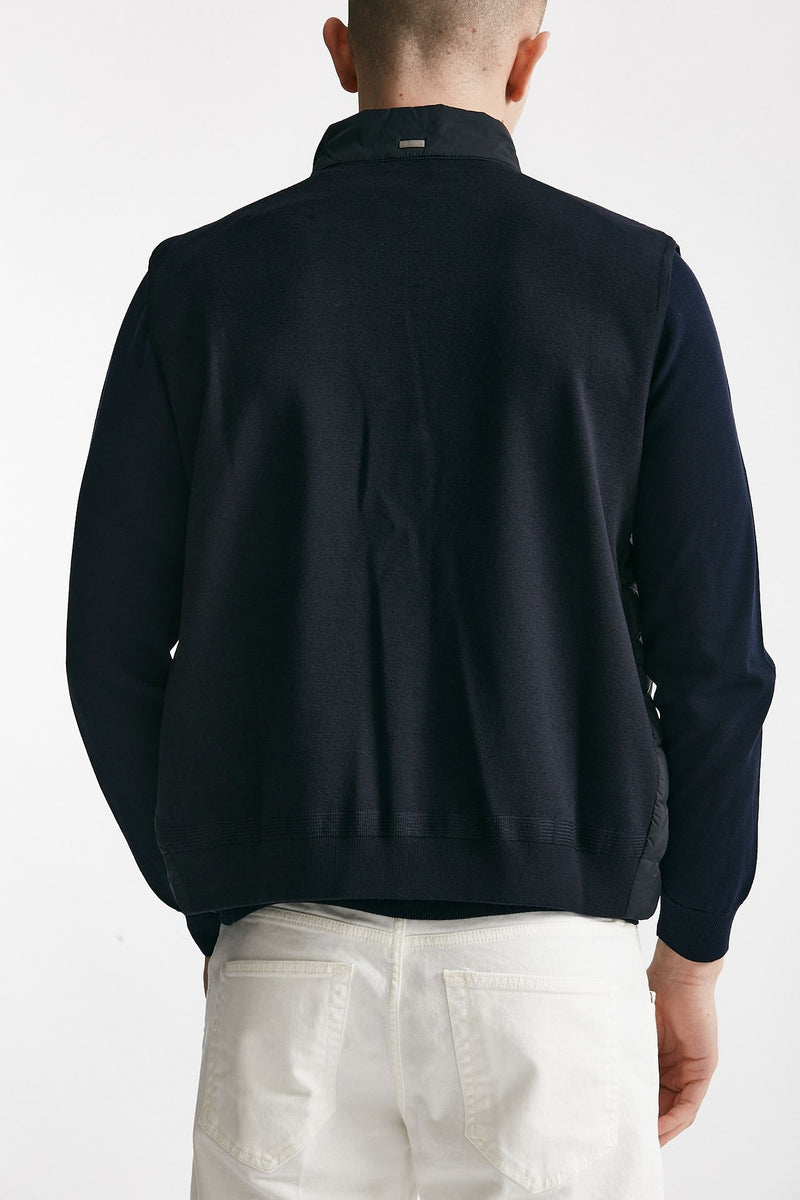 smanicato in micro piuma e jersey di cotone blu men Herno - 3