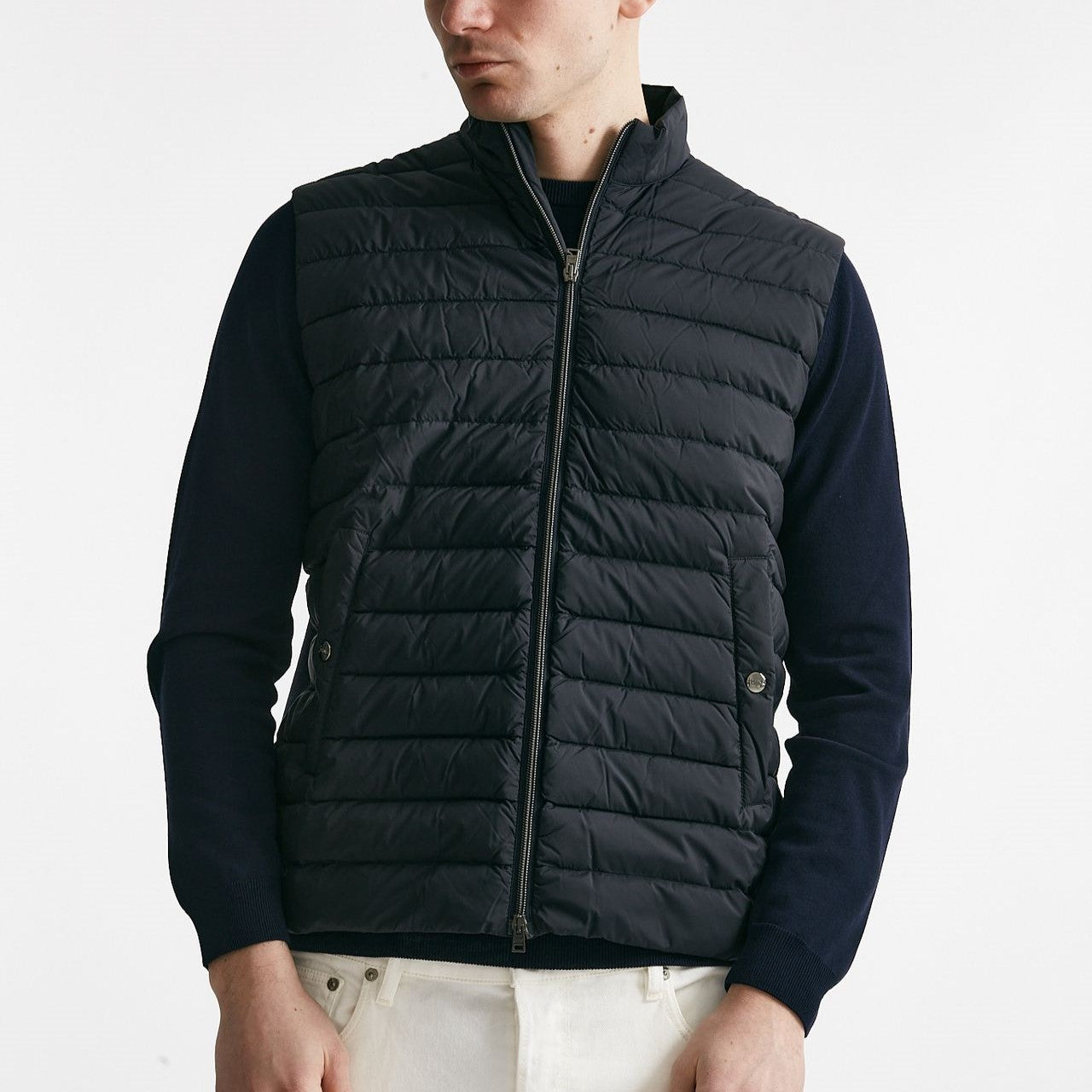 smanicato in micro piuma e jersey di cotone blu men Herno - 9