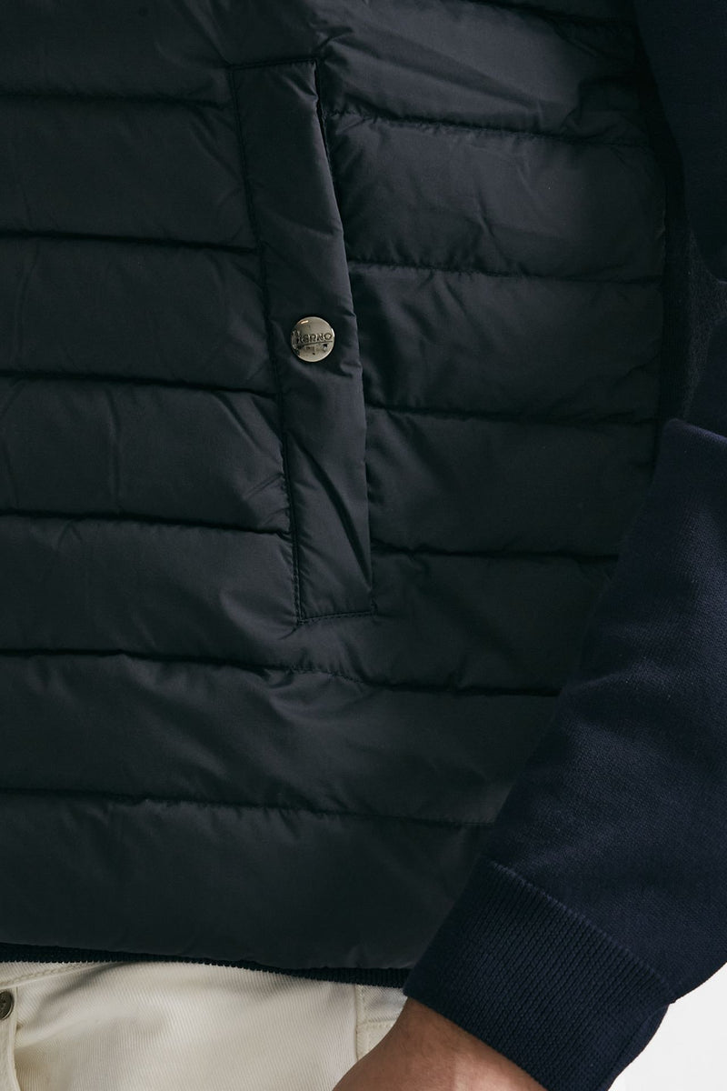 smanicato in micro piuma e jersey di cotone blu men Herno - 6