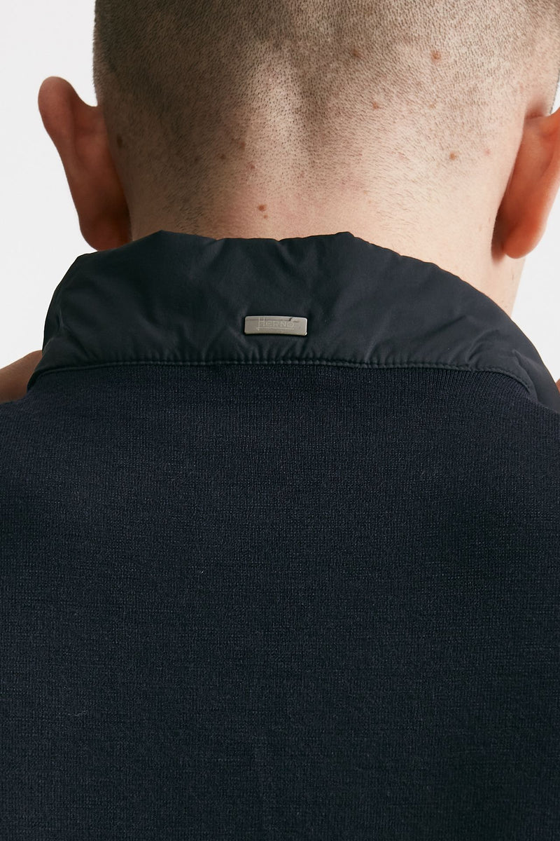 smanicato in micro piuma e jersey di cotone blu men Herno - 7
