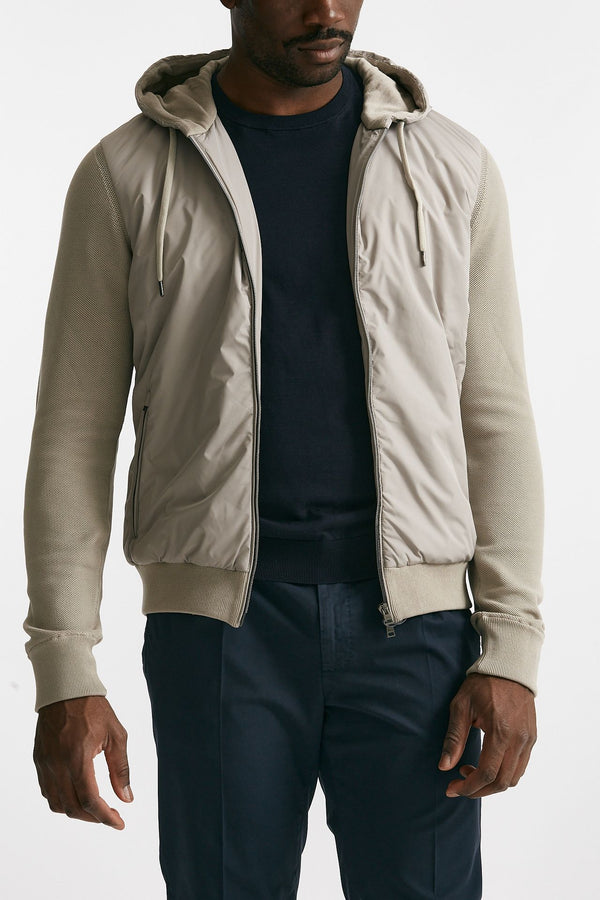 giubbino ibrido micro piuma e jersey di cotone grigio chiaro men Herno