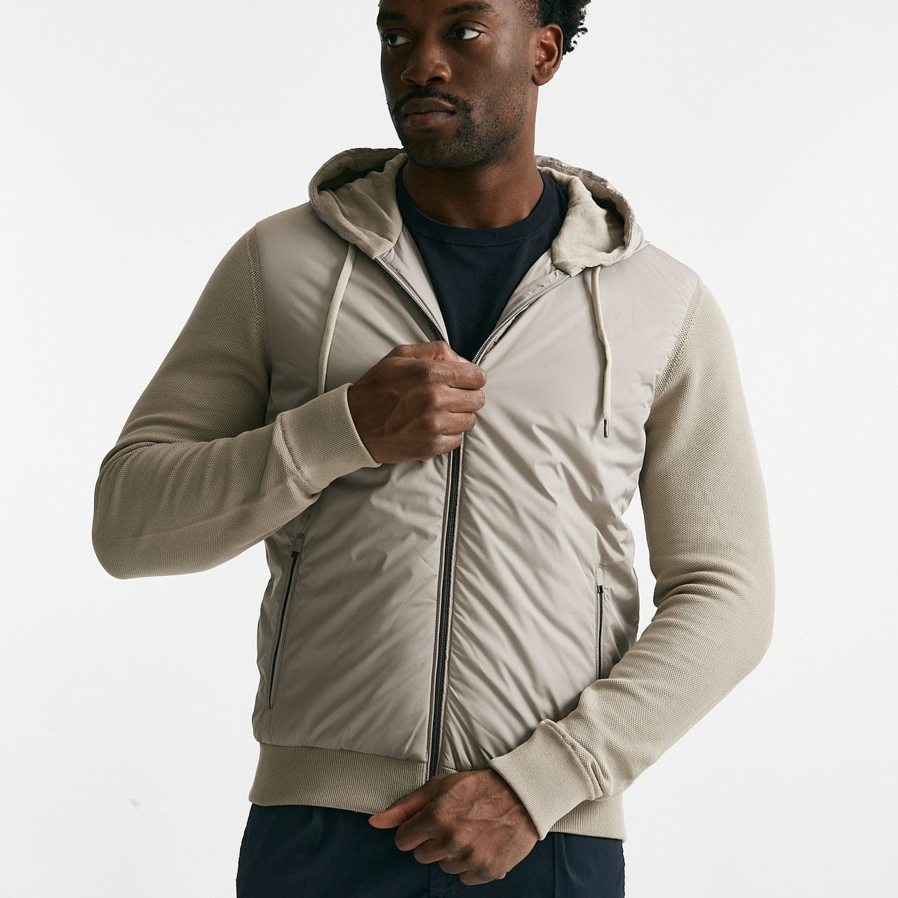 giubbino ibrido micro piuma e jersey di cotone grigio chiaro men Herno - 9