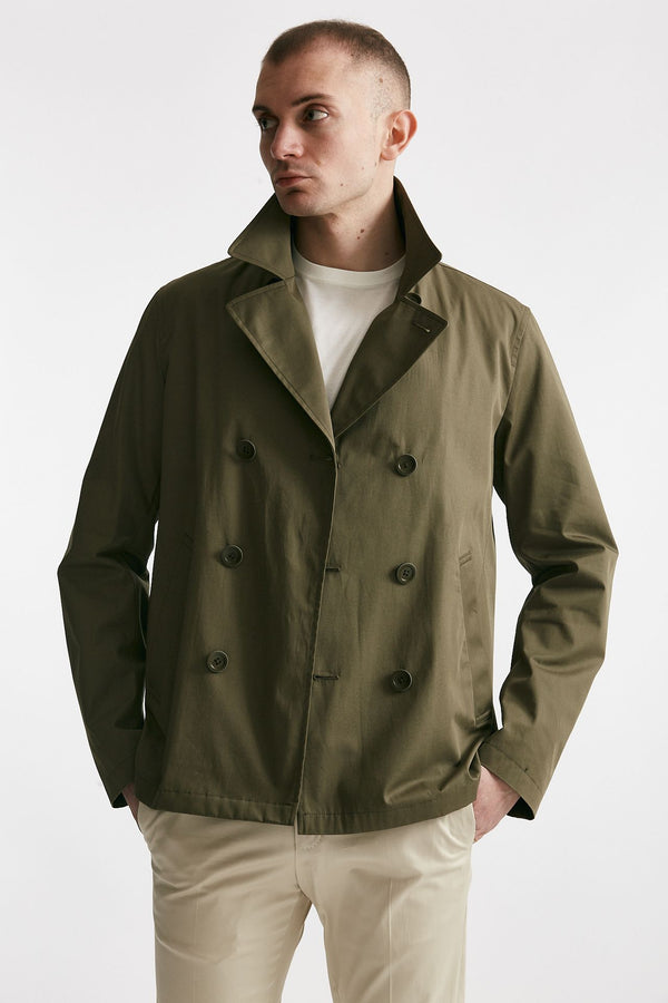 trench corto in cotone verde men Herno