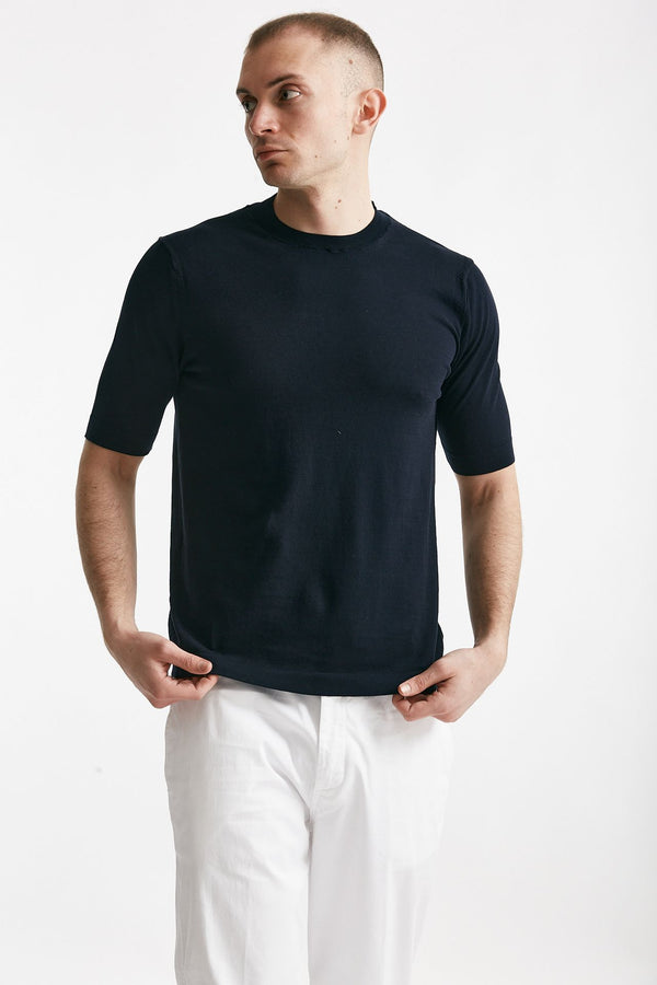 t shirt in maglia cotone blu men Hosio