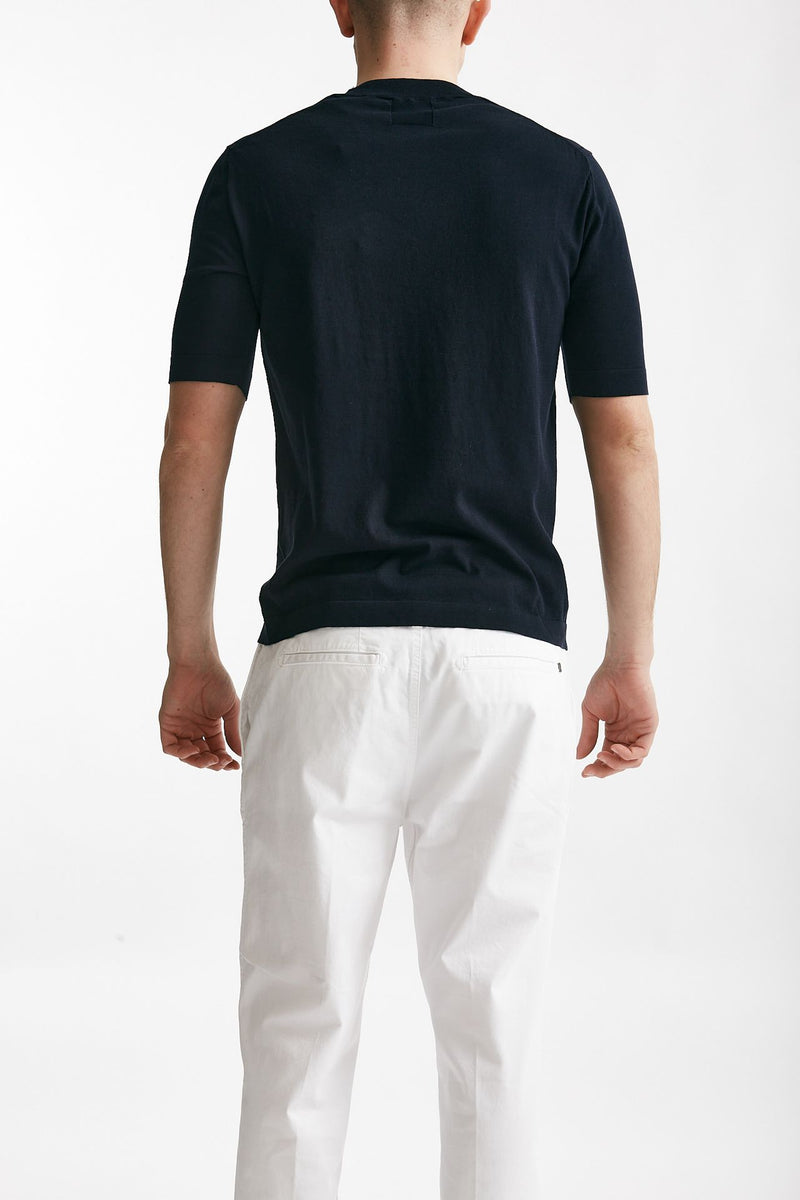 t shirt in maglia cotone blu men Hosio - 3