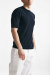 t shirt in maglia cotone blu men Hosio - 4