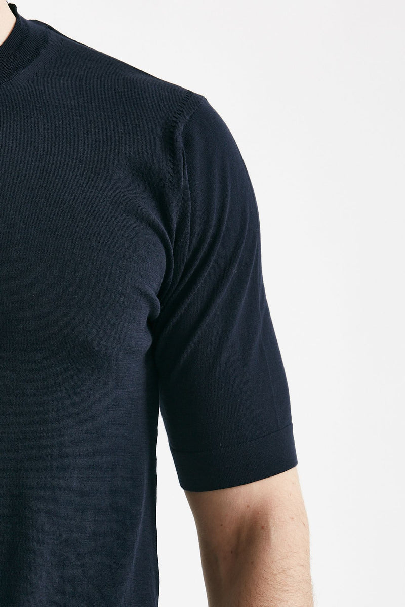 t shirt in maglia cotone blu men Hosio - 5