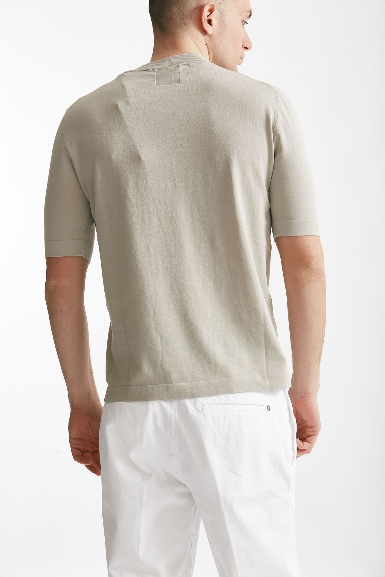 t shirt in maglia cotone grigio perla men Hosio - 3