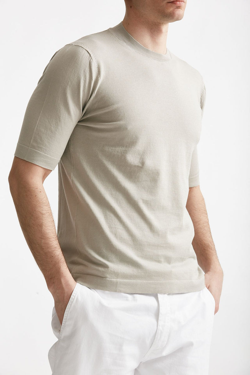 t shirt in maglia cotone grigio perla men Hosio - 4