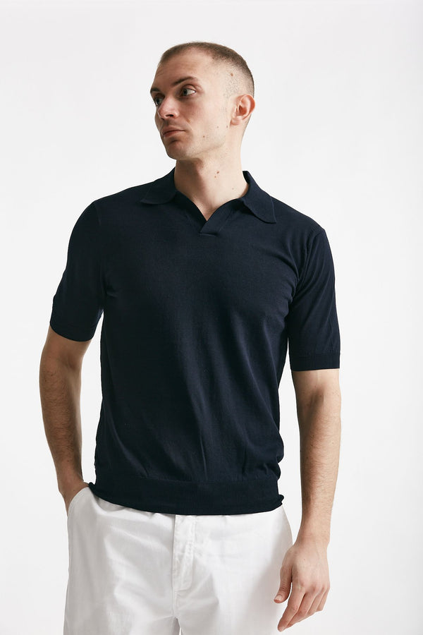 polo in cotone blu men Hosio