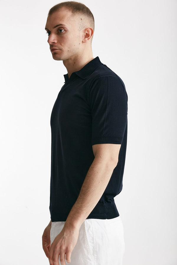 polo in cotone blu men Hosio