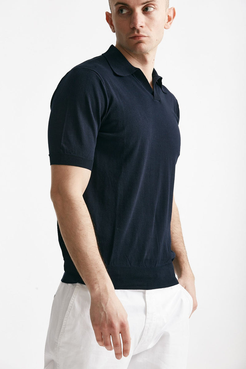 polo in cotone blu men Hosio - 4