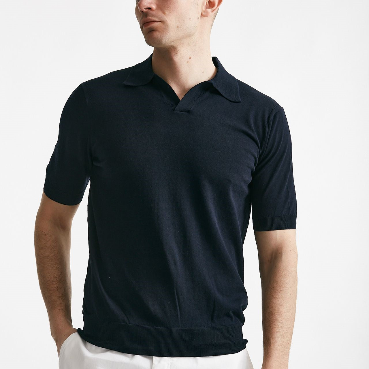 polo in cotone blu men Hosio - 6