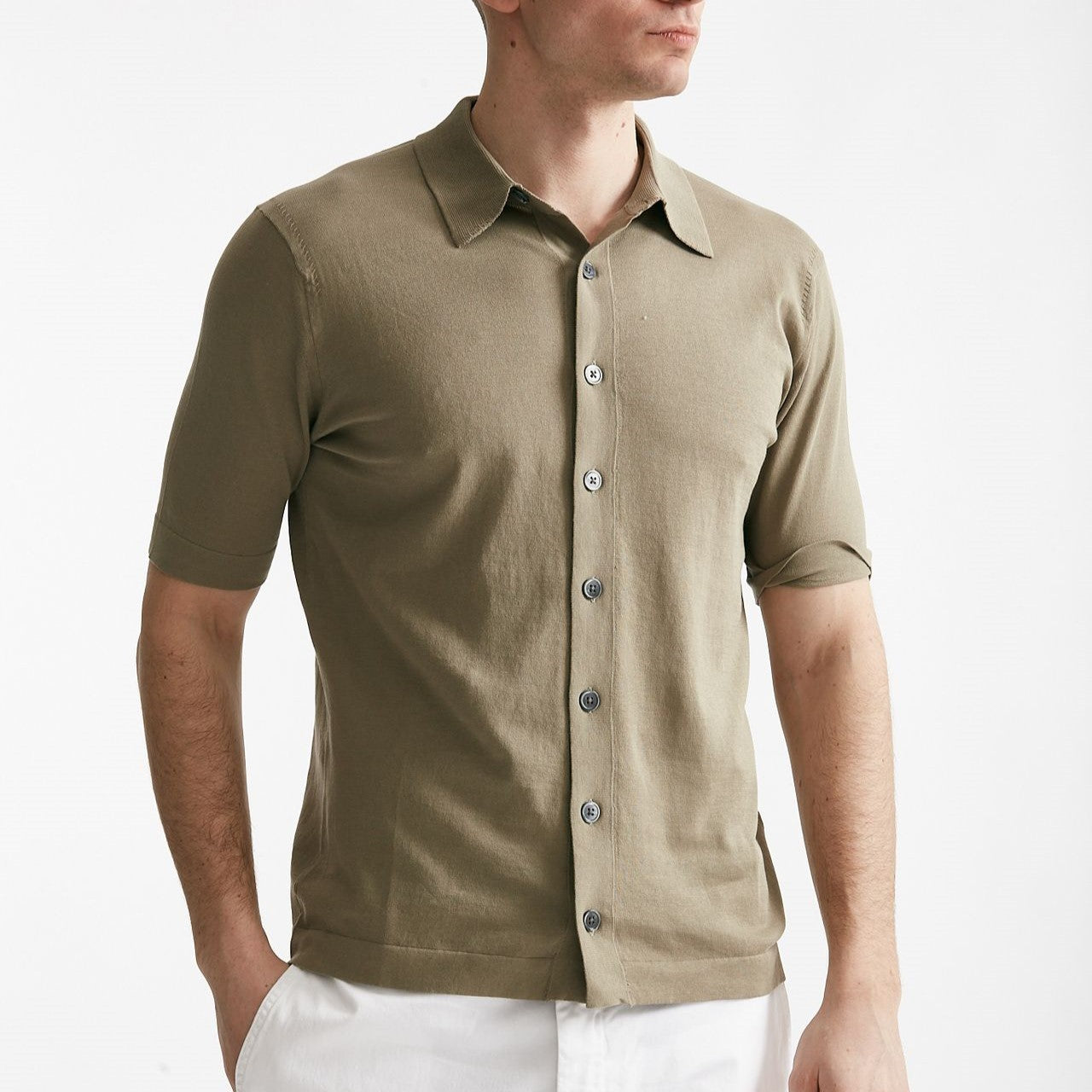 polo camicia in cotone tortora men Hosio - 5