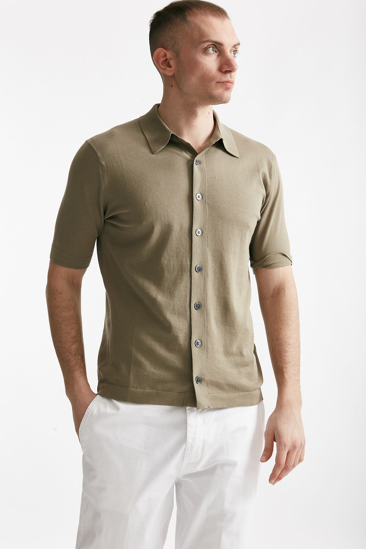 polo camicia in cotone tortora men Hosio - 1