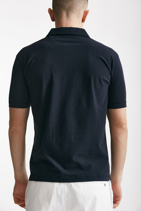 polo in cotone stretch blu men Hosio