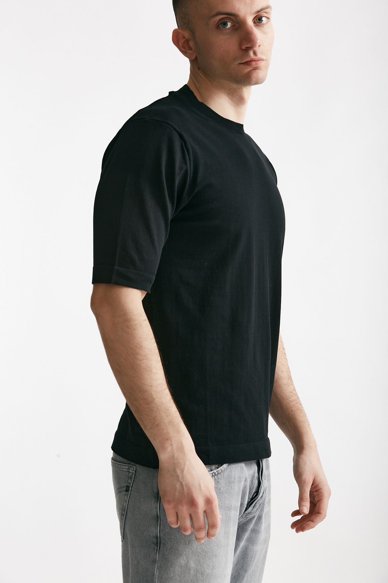 t shirt in cotone nero men Hosio - 4