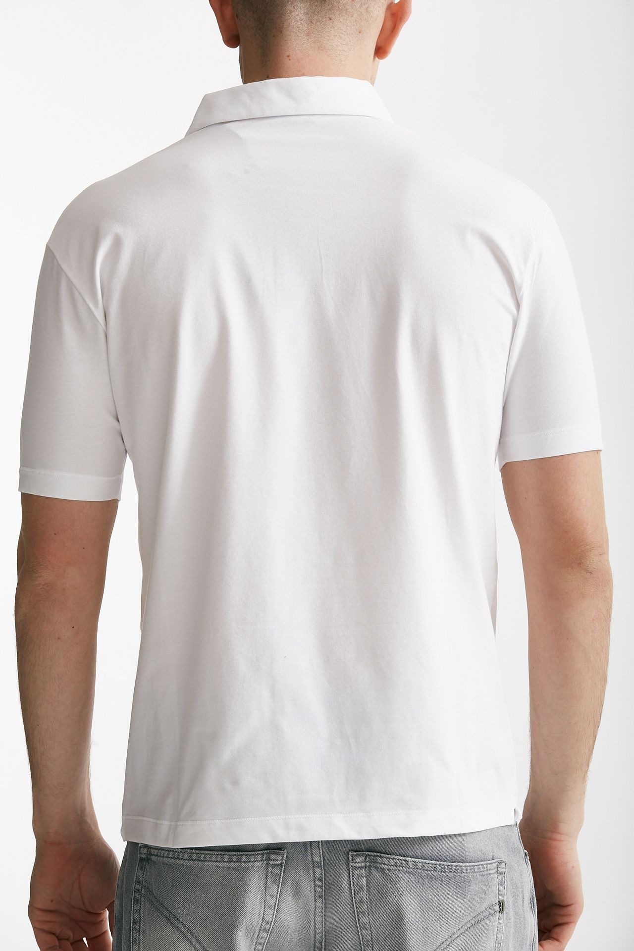 polo in cotone stretch scollo v bianco men Hosio - 3