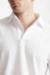 polo in cotone stretch scollo v bianco men Hosio - 5