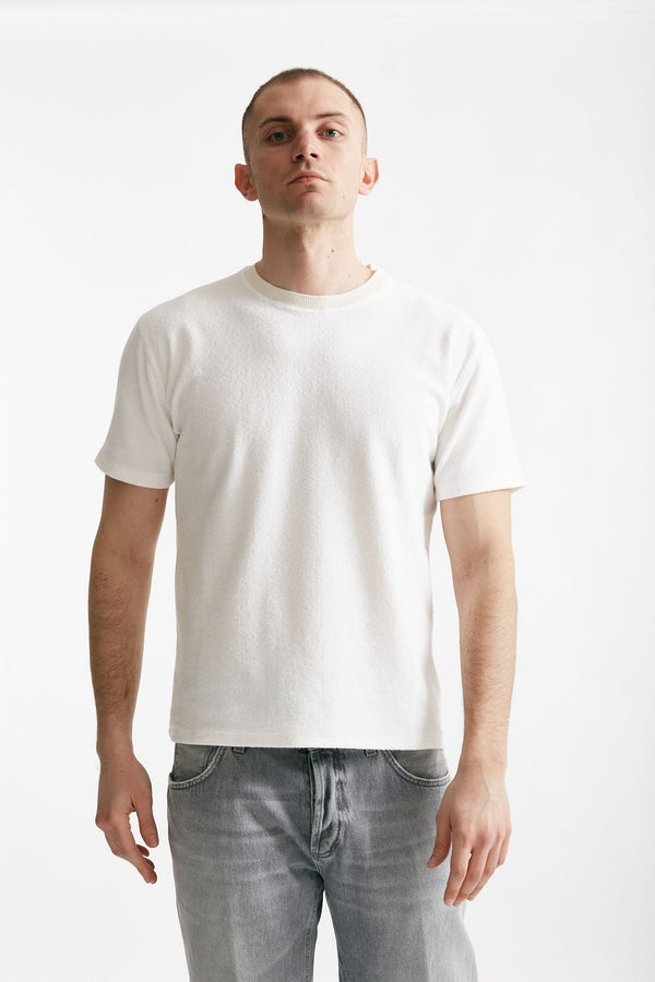 t shirt in cotone lavorazione spugna bianco men Hosio