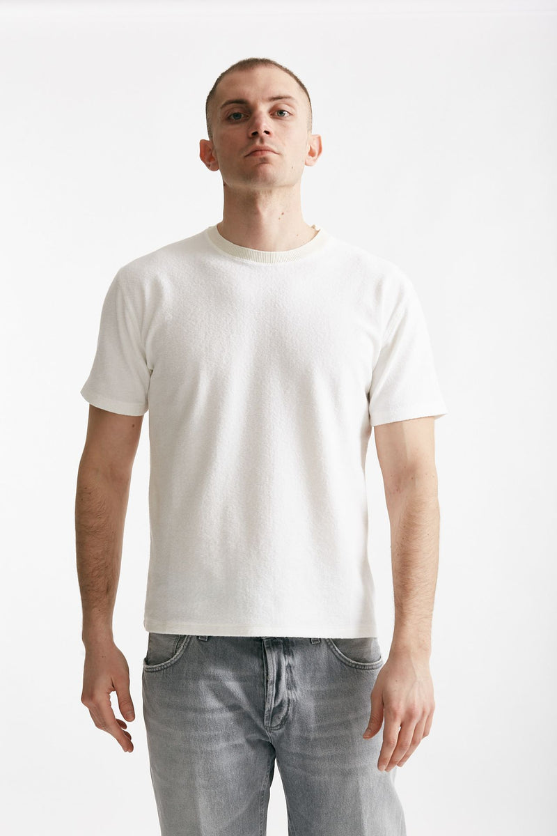 t shirt in cotone lavorazione spugna bianco men Hosio - 1