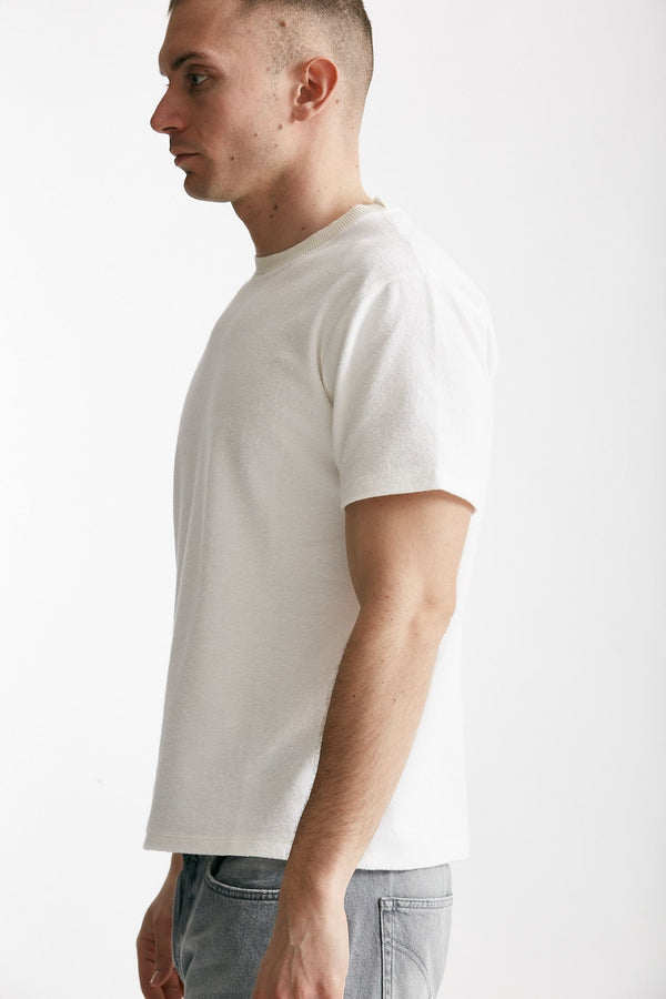 t shirt in cotone lavorazione spugna bianco men Hosio