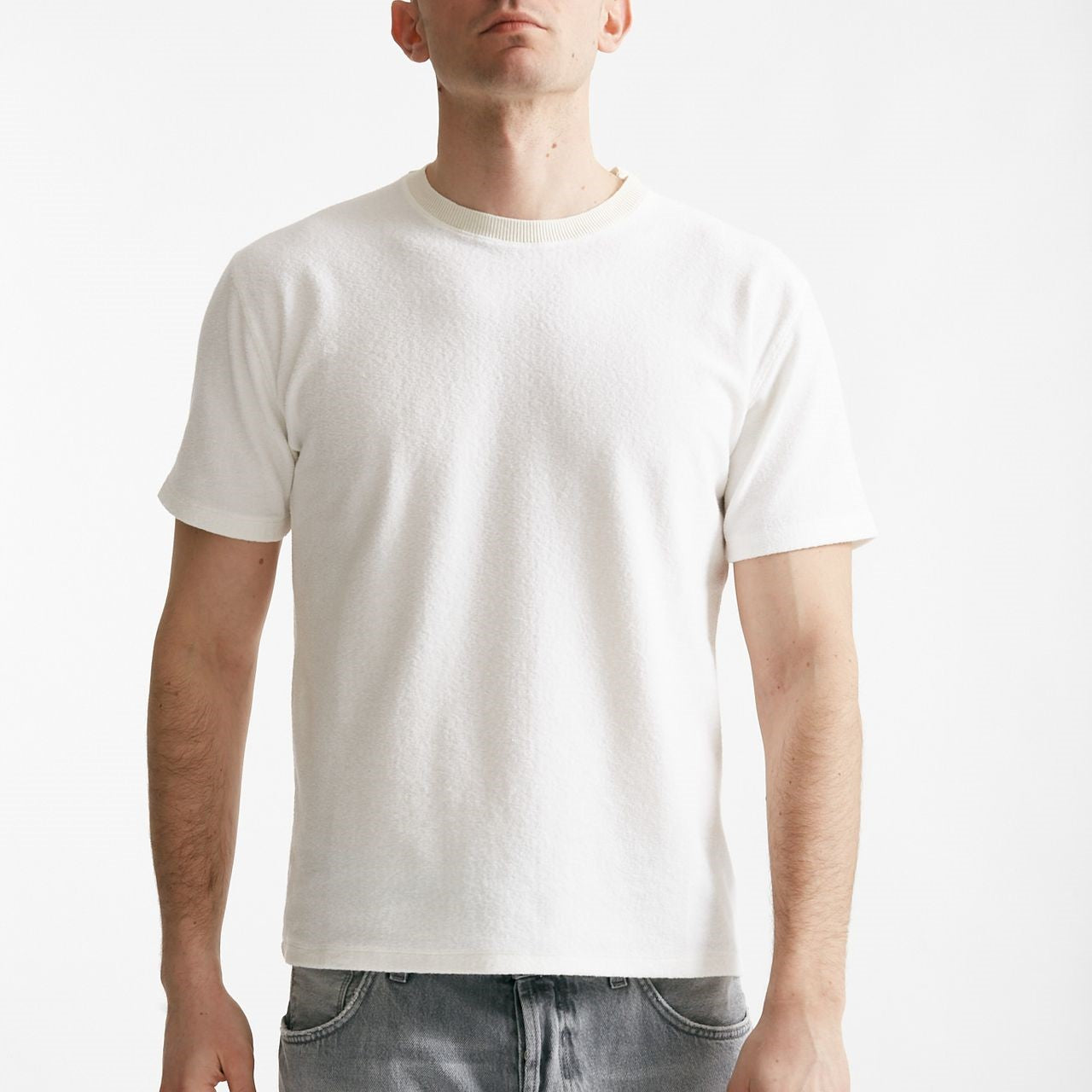 t shirt in cotone lavorazione spugna bianco men Hosio - 5