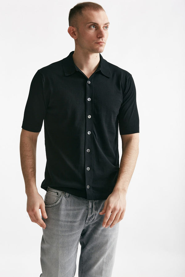 polo camicia in maglia cotone nero men Hosio