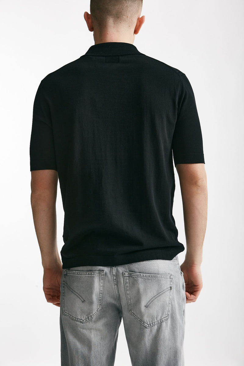 polo camicia in maglia cotone nero men Hosio - 3