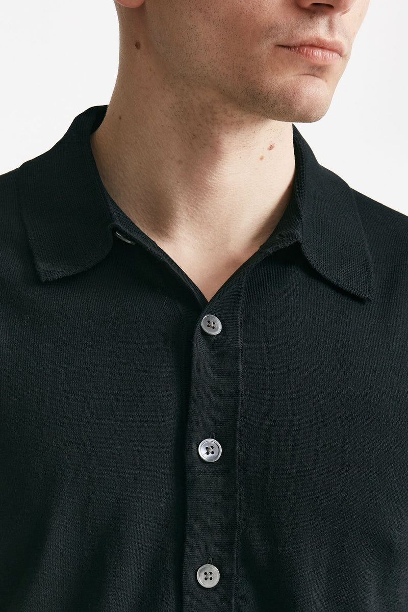 polo camicia in maglia cotone nero men Hosio - 5