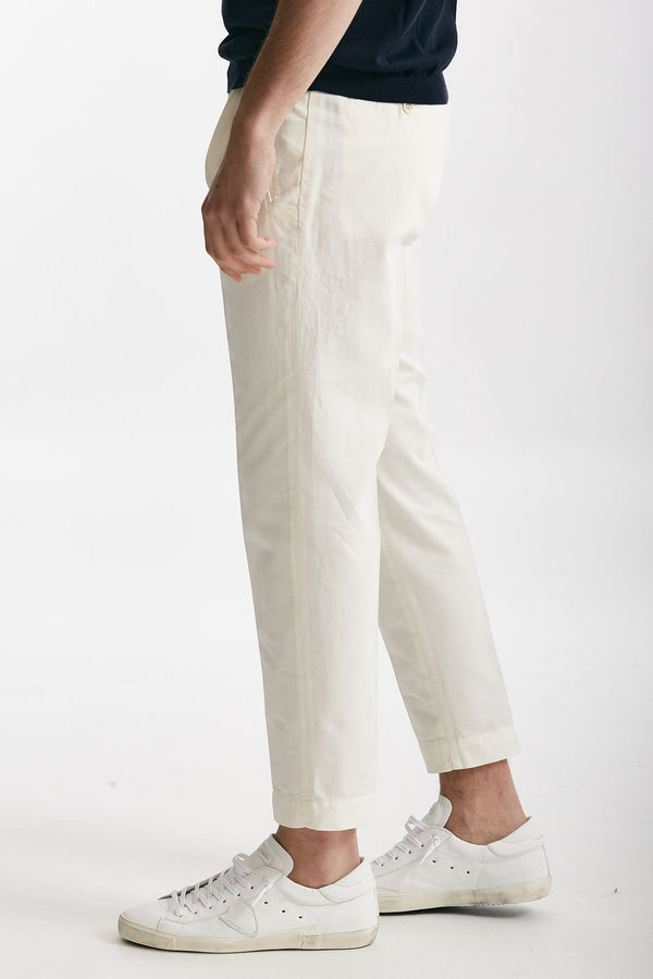 pantalone bianco cotone e lino men Incotex
