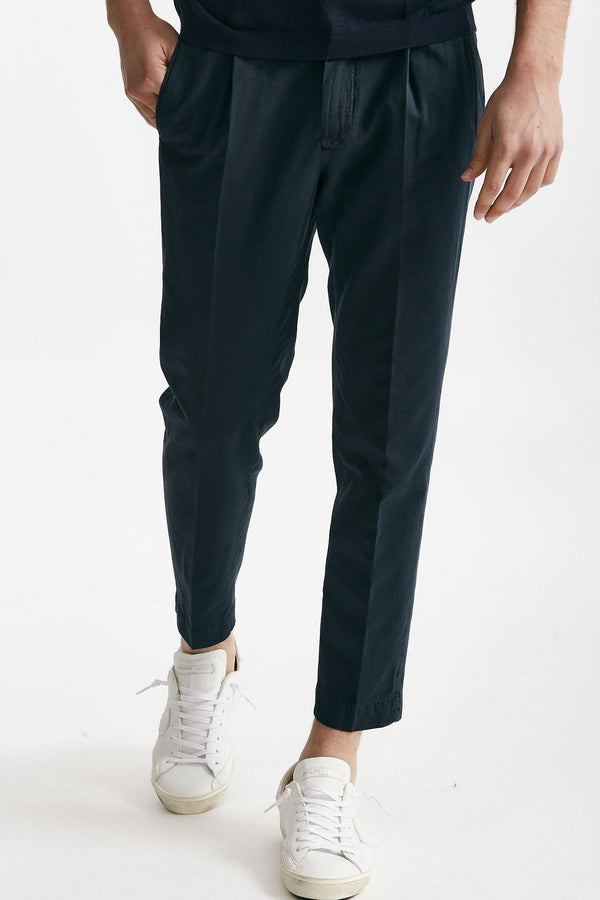 pantalone blu cotone e lino men Incotex