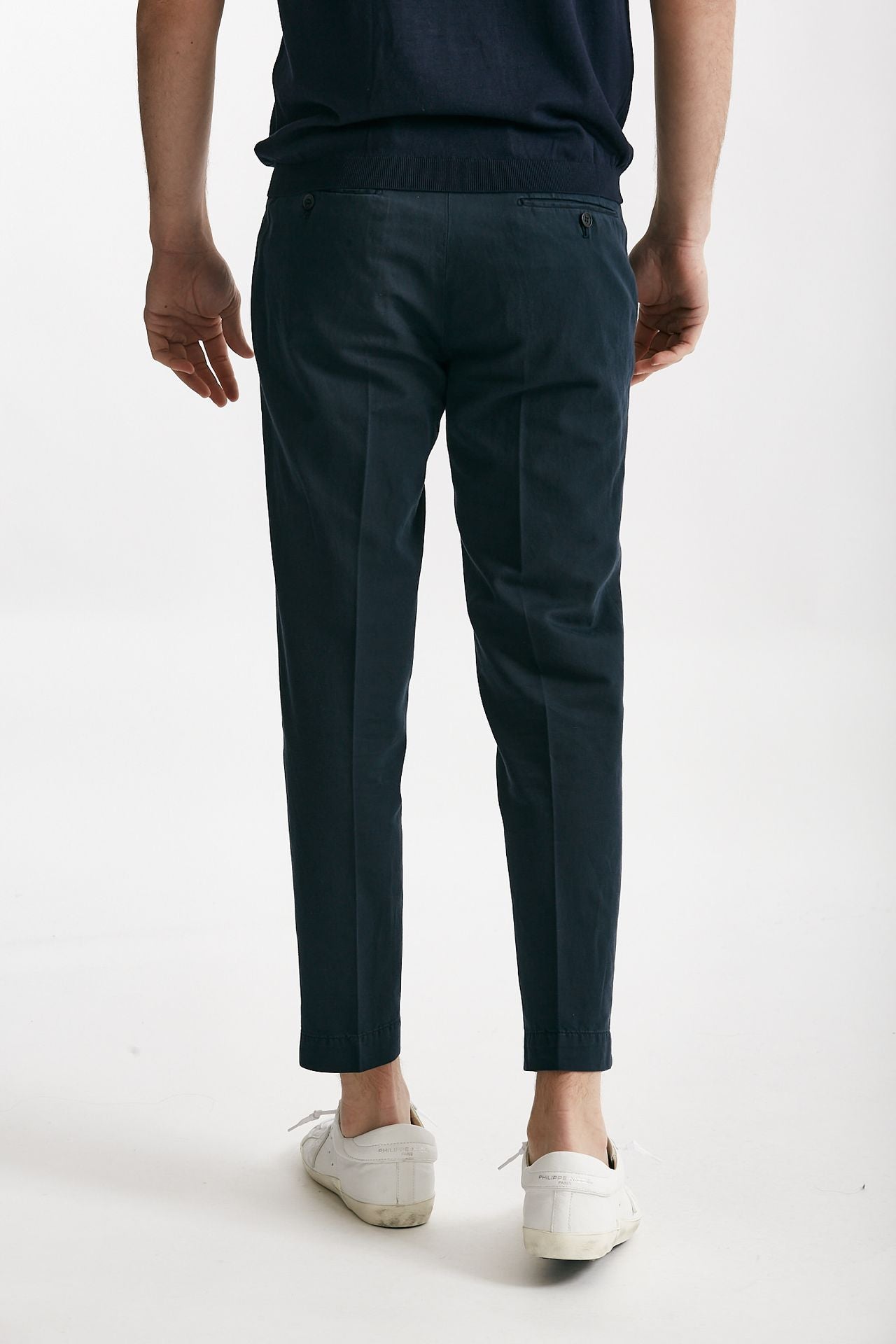 pantalone blu cotone e lino men Incotex - 3