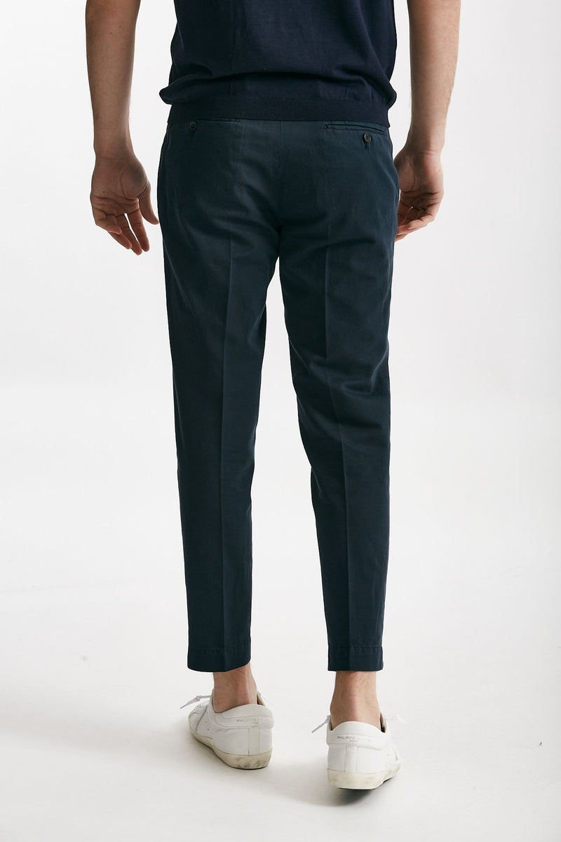 pantalone blu cotone e lino men Incotex - 3
