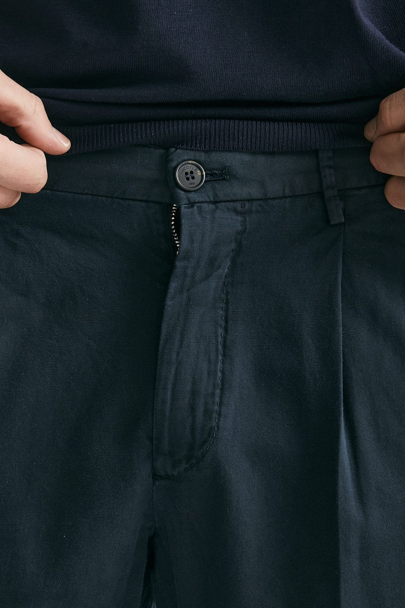 pantalone blu cotone e lino men Incotex - 5