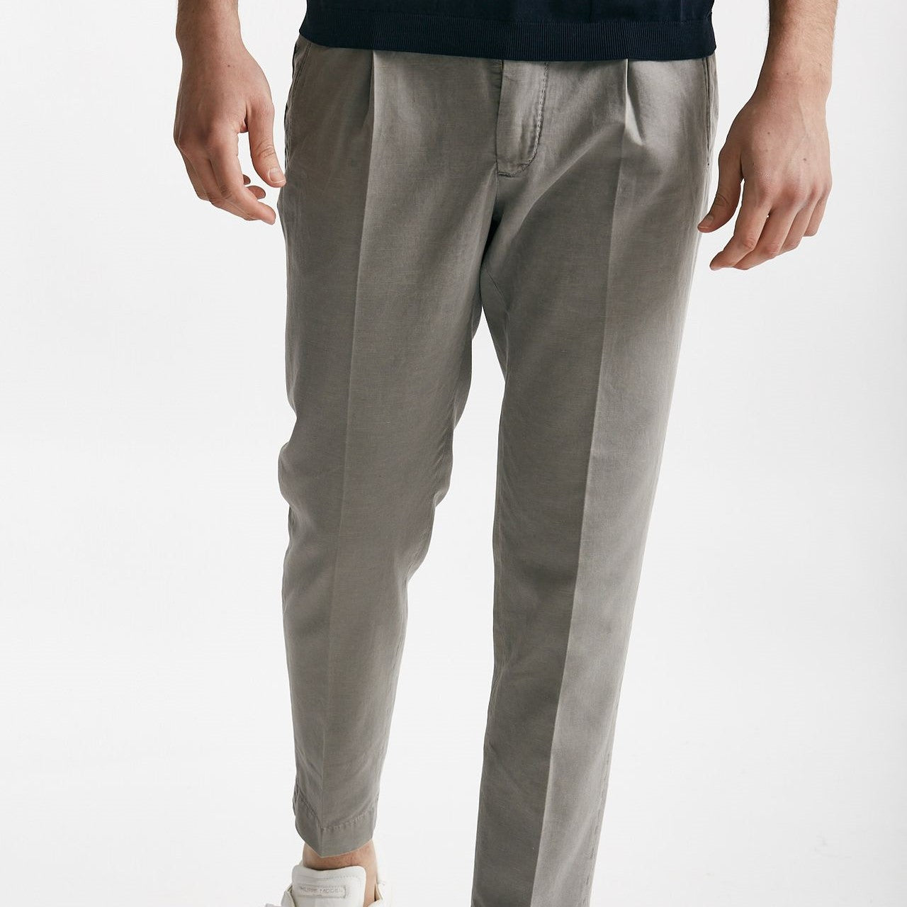 pantalone grigio cotone e lino men Incotex - 8