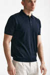 polo in seta e cotone blu men Kangra - 4
