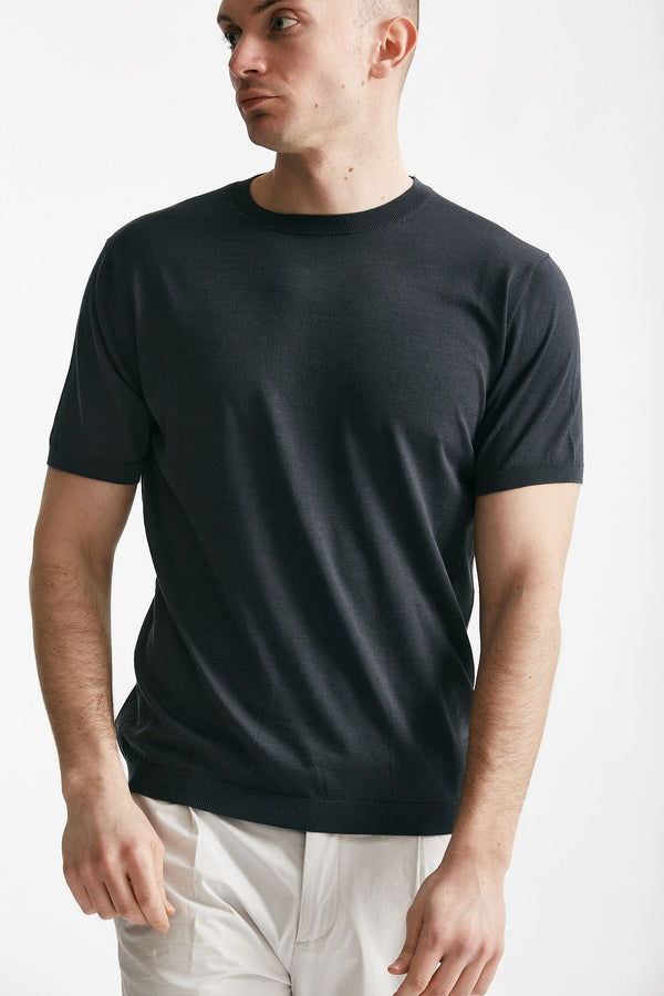 t shirt in seta e cotone grigio scuro men Kangra