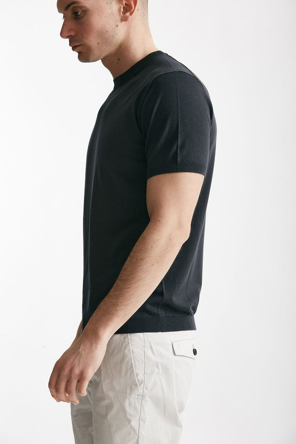 t shirt in seta e cotone grigio scuro men Kangra