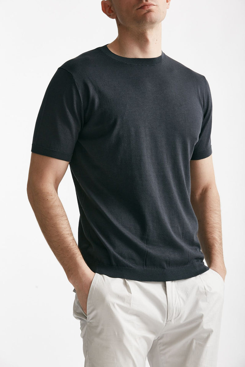 t shirt in seta e cotone grigio scuro men Kangra - 4