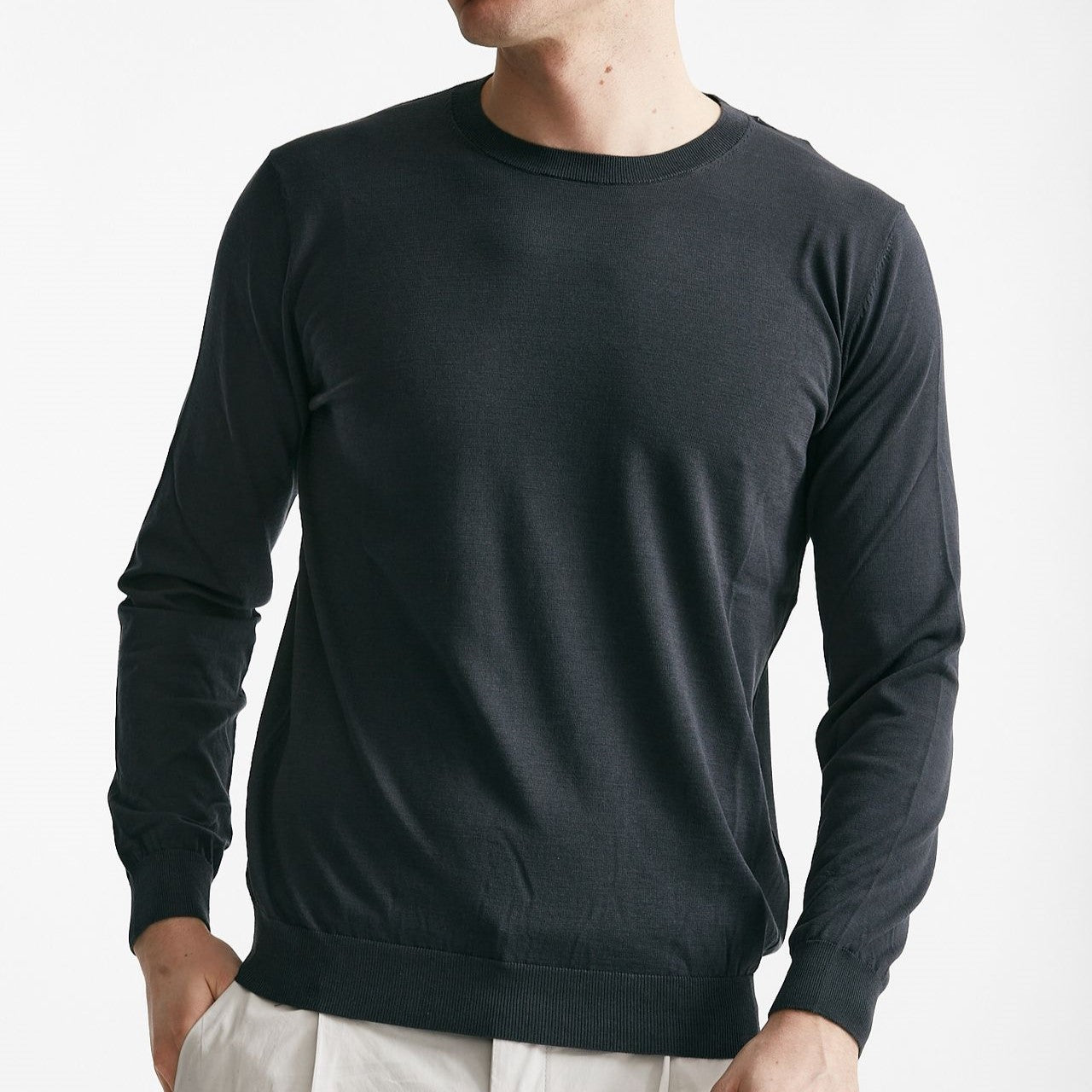 maglia in cotone e seta grigio scuro men Kangra - 5