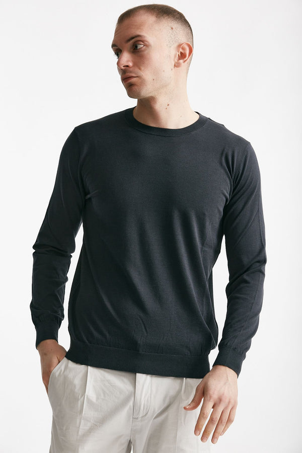 maglia in cotone e seta grigio scuro men Kangra