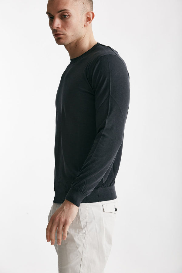 maglia in cotone e seta grigio scuro men Kangra